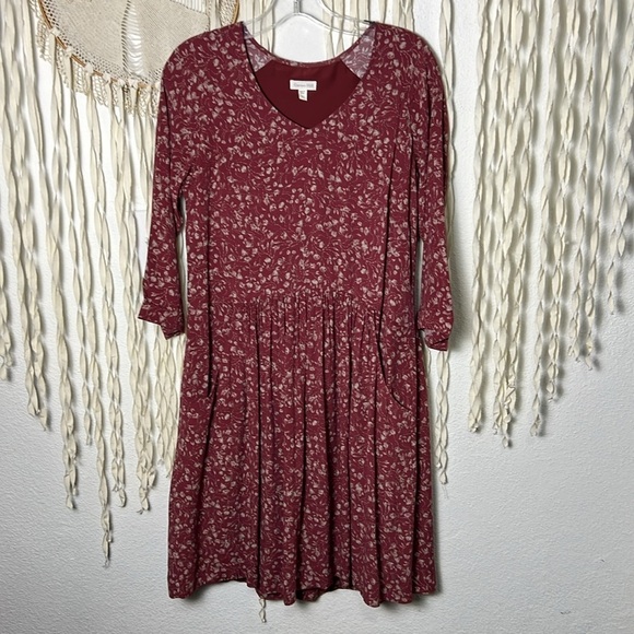 Garnet Hill Bohemian Pocket Detail Wine Colored Foral Print Size 02 - Picture 5 of 15